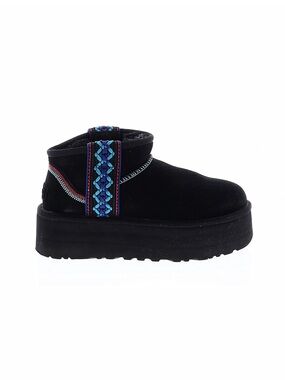 Ugg Classic Ultra Mini Braid Platform  Boots with Blue Embroidered Strap